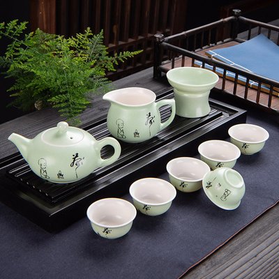 Набір посуду на 6 персон "Домашній подарунок" з чайничком світло-зелений, Китай id_8836 фото