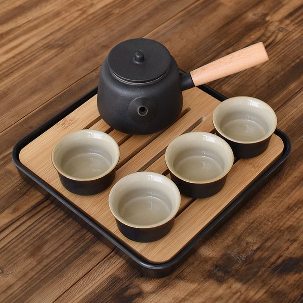 Чабань бамбукова (столик) для чайної церемонії з чорним піддоном 20х20х2.5см, Китай id_3723 фото