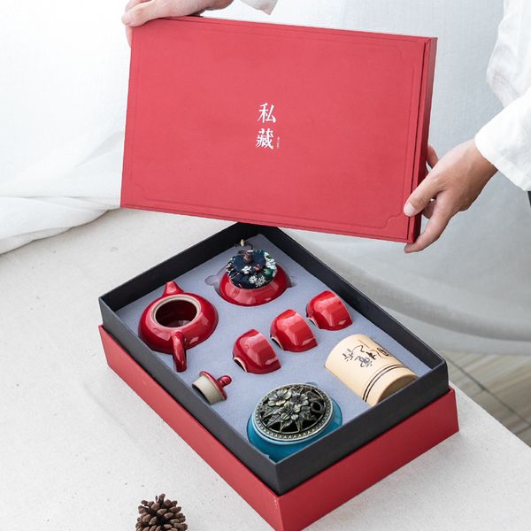Набір посуду "Танцюючий журавель" для чайної медитації з пальником для пахощів вишня, Китай id_8956 фото