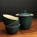 Дорожній набір посуду з кераміки гайвань і три піали темно-зелений, Китай id_7519 фото 2
