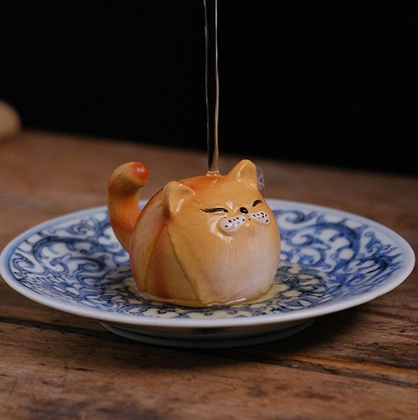 Фігурка Чайний вихованець "Щасливе кошеня" для чайної церемонії ісинська кераміка ручної роботи id_9193 фото