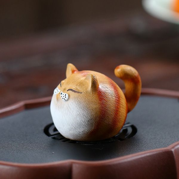 Фігурка Чайний вихованець "Щасливе кошеня" для чайної церемонії ісинська кераміка ручної роботи id_9193 фото