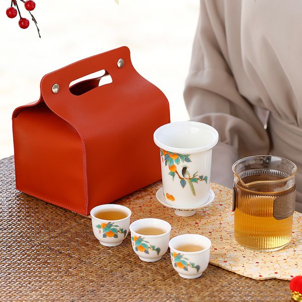 Дорожній набір посуду "Фенікс в імператорському саду" для чайної церемонії та медитації, Китай id_9060 фото