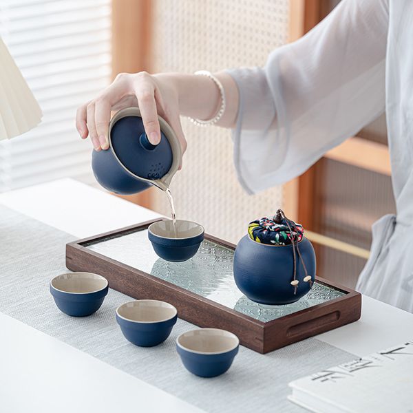 Подарунковий набір посуду Елегант Navy Blue для чайної церемонії , Китай id_9216 фото