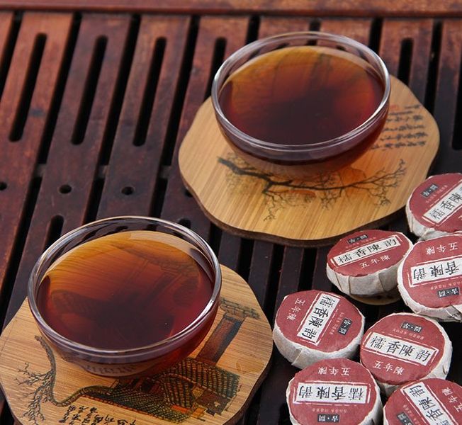 Чорний чай Шу Пуер зі стародавніх дерев з рисом міні точа 5шт по 7г, Китай id_7541 фото