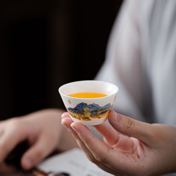 Дорожній набір Qianli Jiangshan для чайної церемонії із знаменитої білої порцеляни Дехуа, Китай id_9067 фото