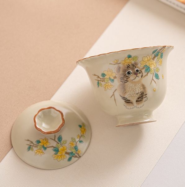 Гайвань в стилі династії Сун "Весняне кошеня" ручної роботи крижана глазур 160мл, Китай id_9085 фото