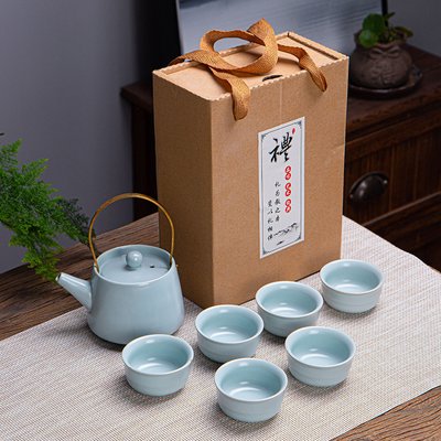 Набір чайного посуду "Блакитний колотий лід" на 6 персон порцеляновий, Китай id_8621 фото