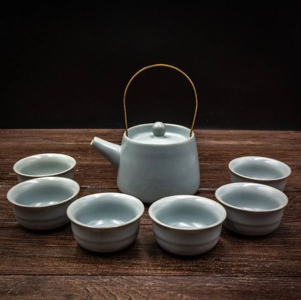 Набір чайного посуду "Блакитний колотий лід" на 6 персон порцеляновий, Китай id_8621 фото