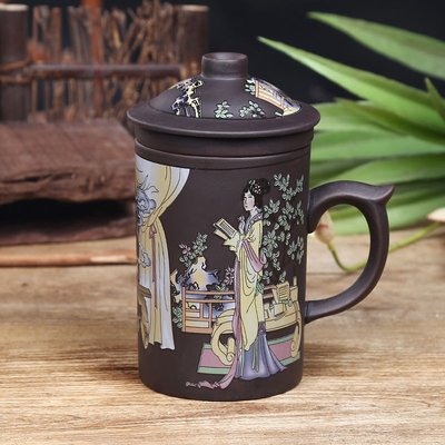 Чашка-заварник з ісинської глини Наложниці в імператорському саду коричнева 300 мл id_8835 фото